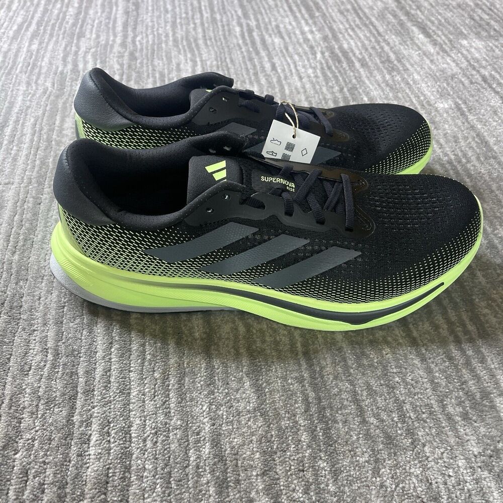Adidas Supernova Rise M Shoes Men’s 12 Black Green Running Cushion Lightweight